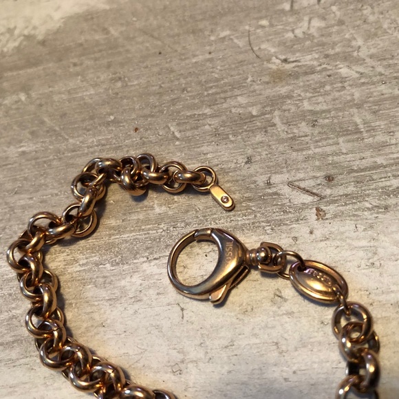 Rare Fossil Rose Gold Rondelle Chain Bracelet - Picture 2 of 3